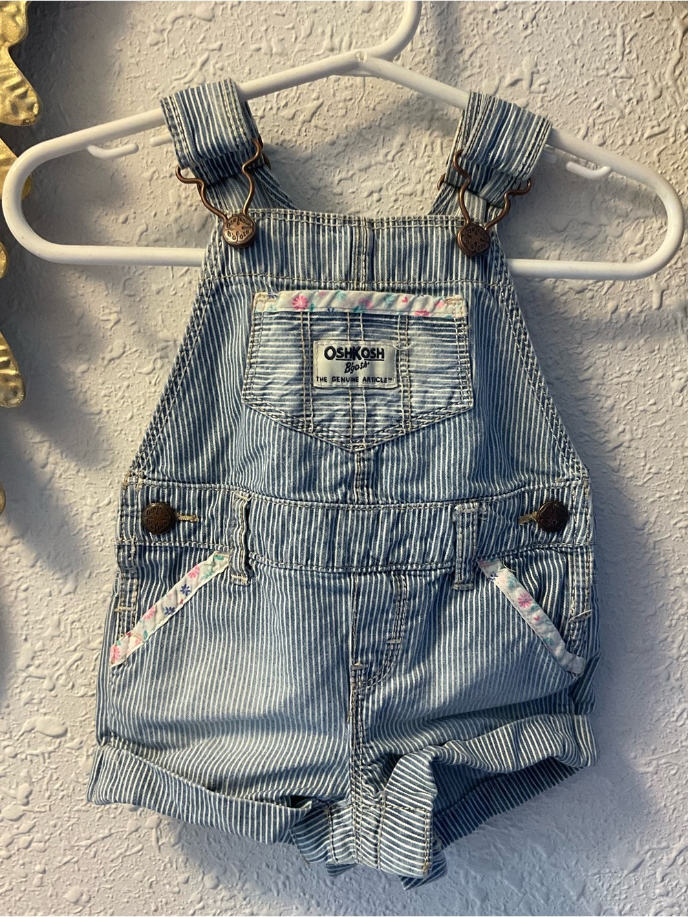 Oshkosh floral overalls pinstripe